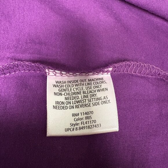 Faded Glory Purple Long Sleeve Floral Top Womens Size Large 12-14 Comfy Casual - Picture 7 of 8